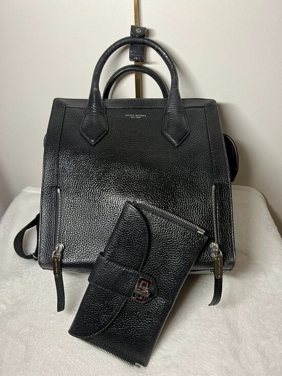Henri Bendel Black Leather Rivington Convertible Tote Backpack Like New - RARE main image 12